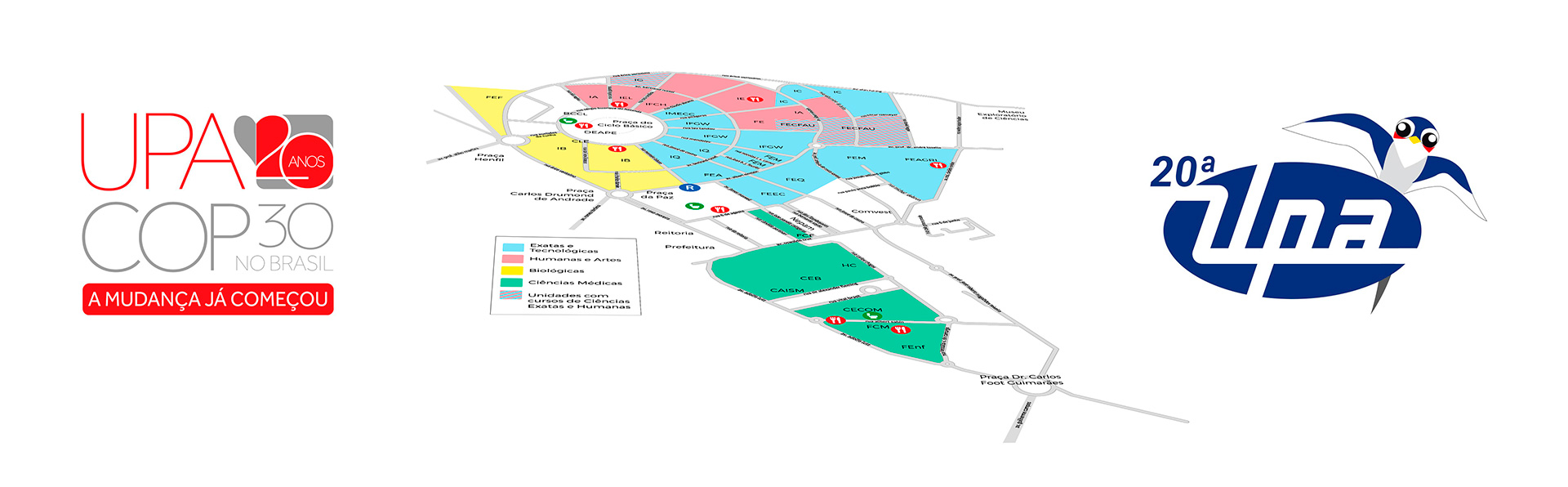 Logo UPA e mapa da Unicamp